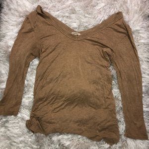 Tan Off the shoulder shirt